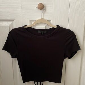 Black Crop Top with Key Hole Detail